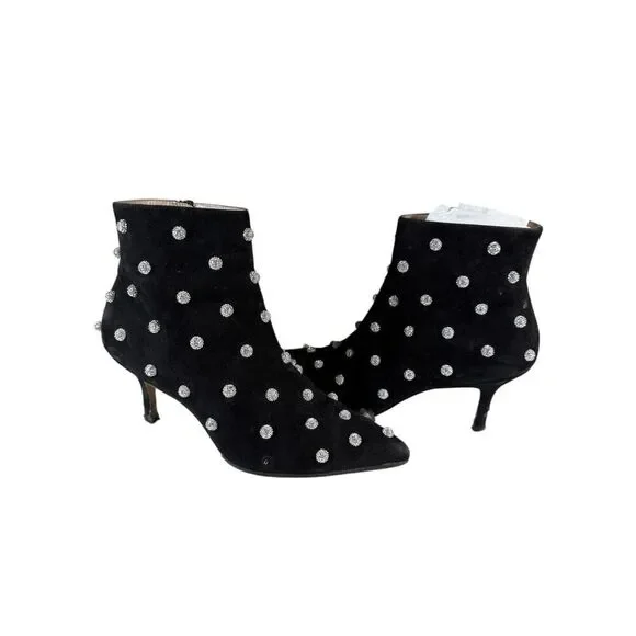 Stuart Weitzman Carine Crystal Black Suede Ankle Boots US 5 - Picture 4 of 11
